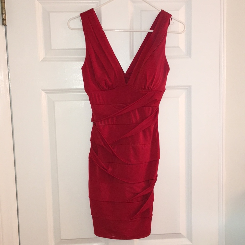 Red bodycon mini dress